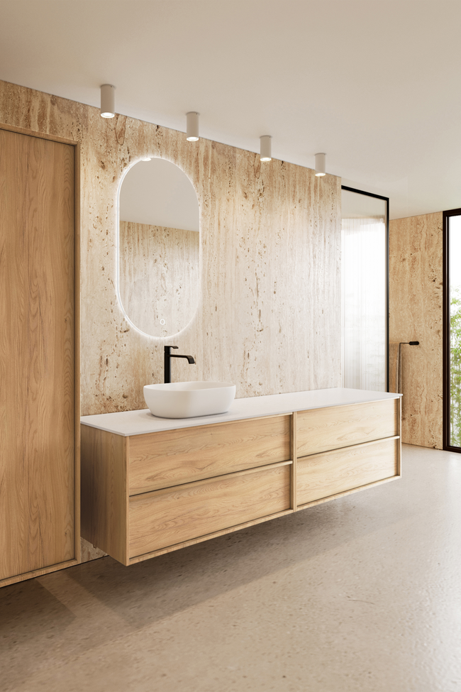 Double cabinet with oval countertop basin Casa H13