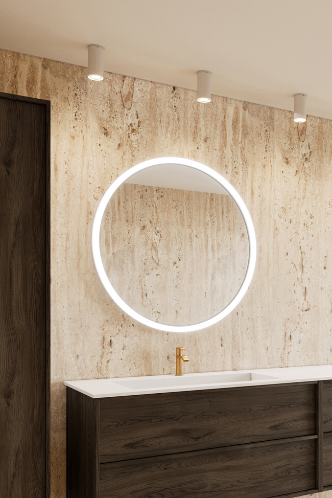 Round mirror with light frame Trento U06