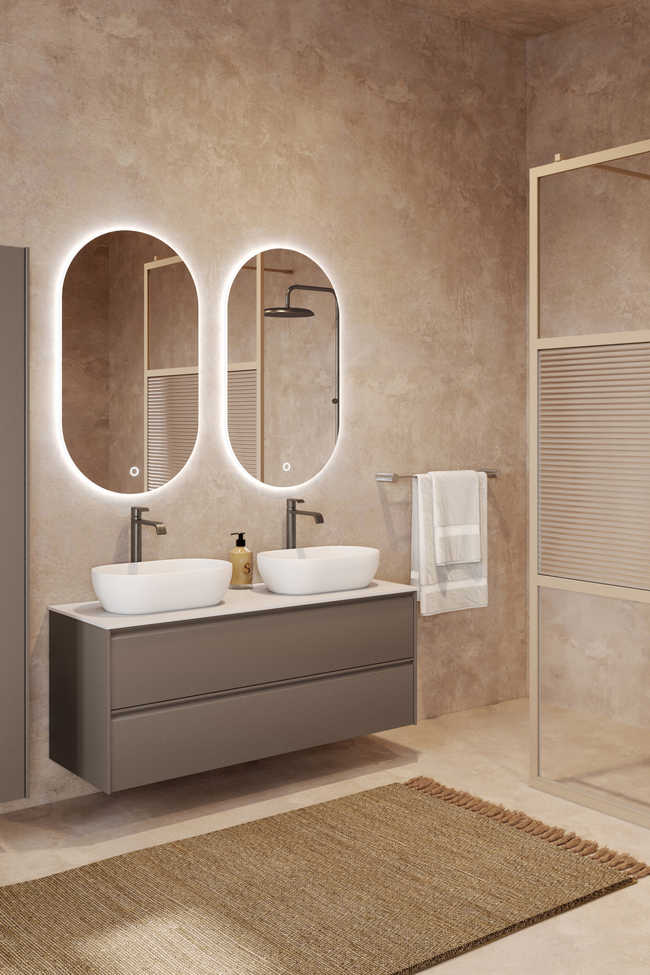 Cabinet with two oval countertop basins Luna L14