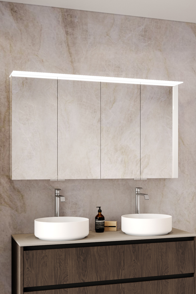 Four door mirror cabinet with light visor Modena Q13