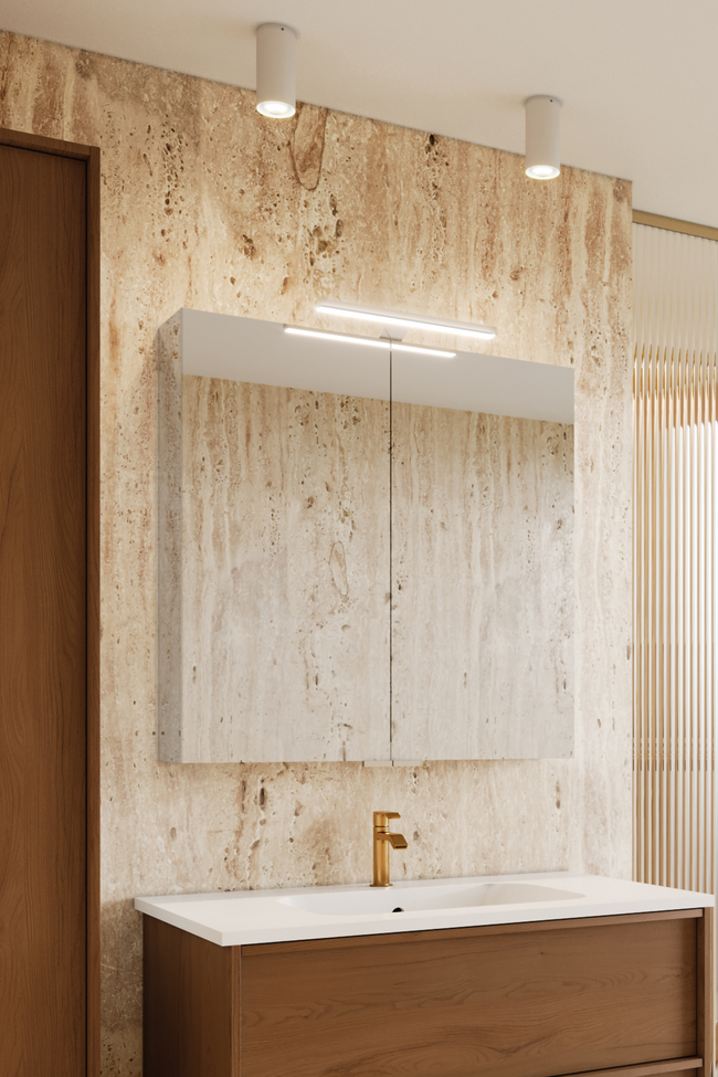 Two door mirror caibnet with top lighting Modena Q06