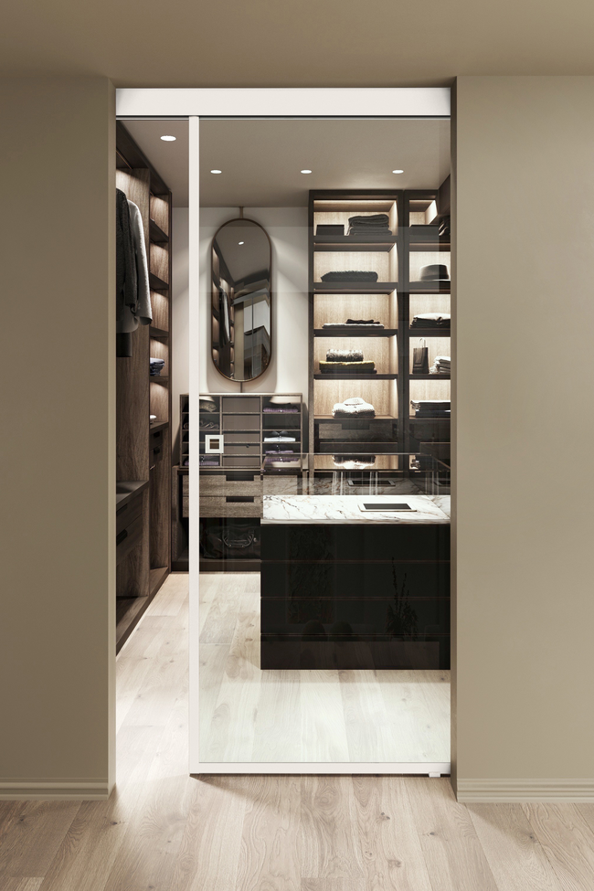 Wall mounted sliding door with soft closing mechanism Inne W1N New York