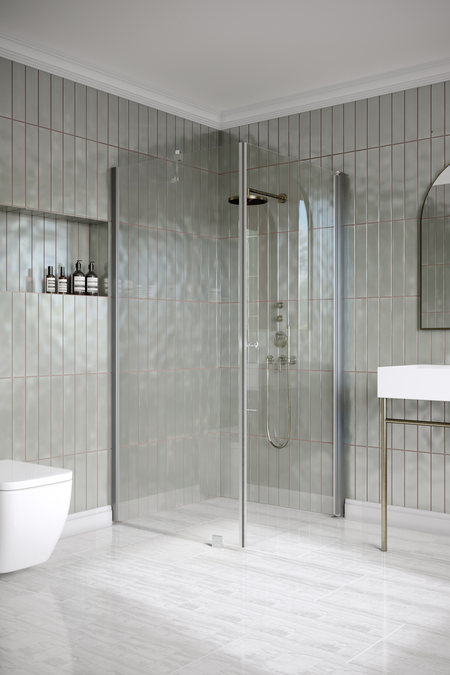 Shower enclosure with a fixed wall and hinged door Classic 146 (101x102)