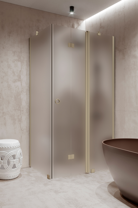 Shower enclosure with a fixed wall and a folding door with a fixed part Forma 371