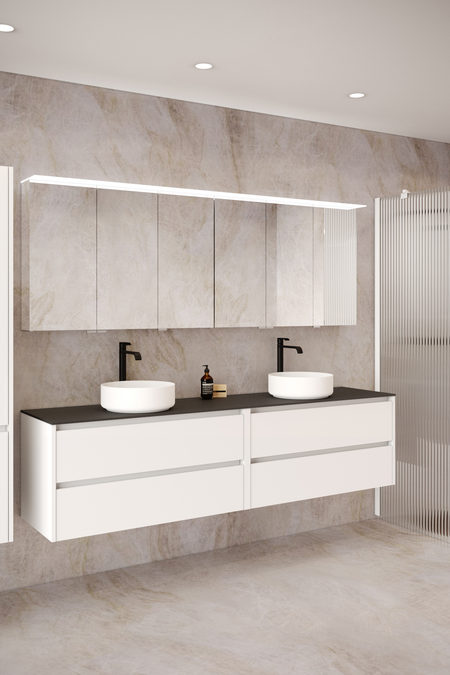 Double cabinet with two round countertop basins Classic K06