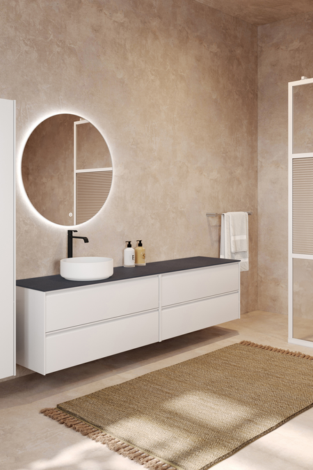 Double cabinet with round countertop basin Luna L09