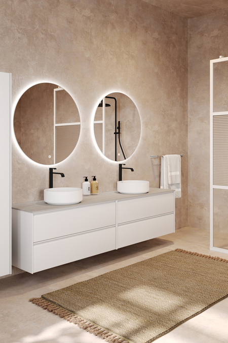 Tupla-allaskaluste kahdella pyöreällä malja-altaalla Luna L11