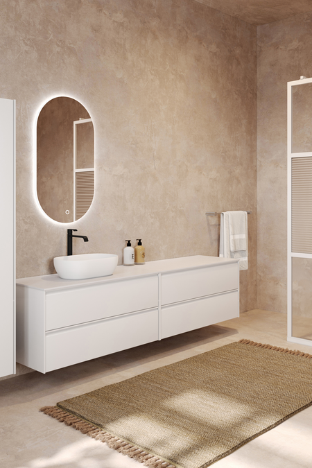 Double cabinet with oval countertop basin Luna L13