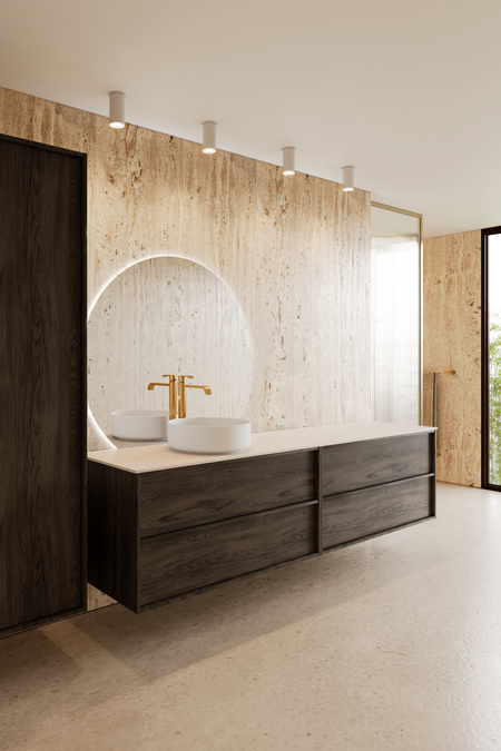 Double cabinet with round countertop basin Casa H09