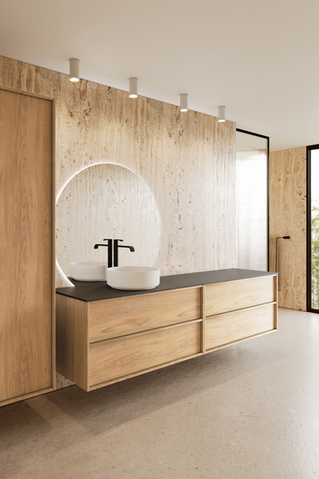 Double cabinet with round countertop basin Casa H09