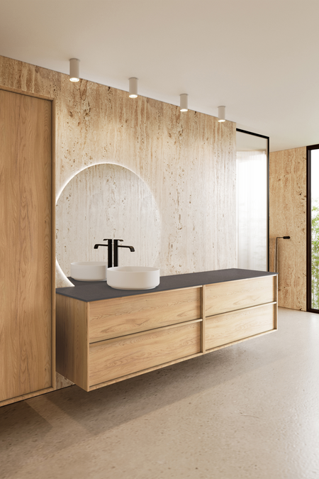 Double cabinet with round countertop basin Casa H09