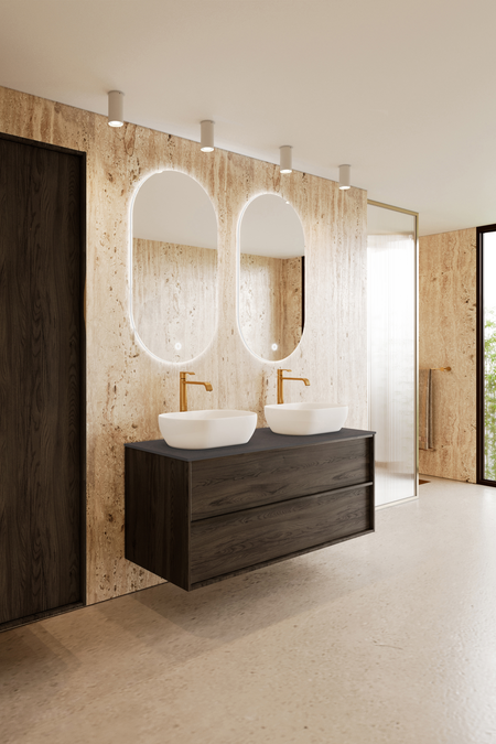 Cabinet with two oval countertop basins Casa H14