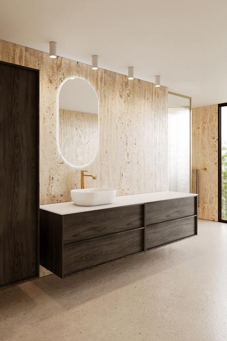 Double cabinet with oval countertop basin Casa H13