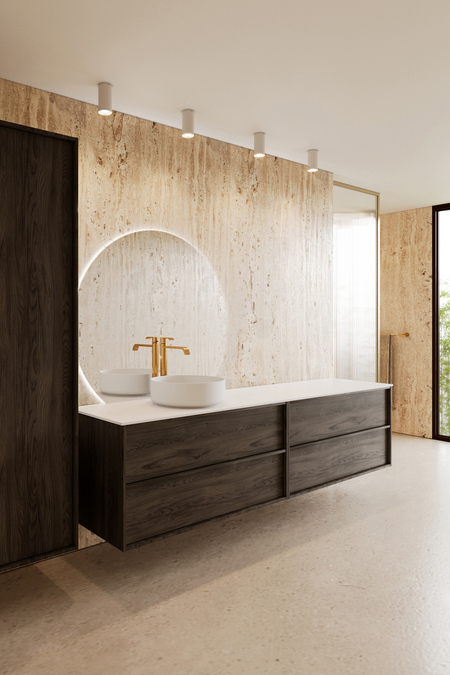 Double cabinet with round countertop basin Casa H09