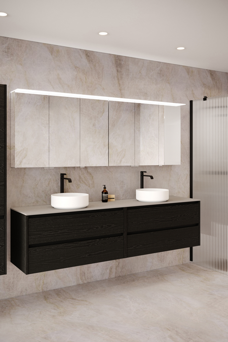 Tupla-allaskaluste kahdella pyöreällä malja-altaalla Classic K06