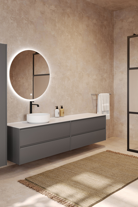 Double cabinet with round countertop basin Luna L09