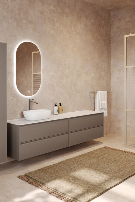 Double cabinet with oval countertop basin Luna L13