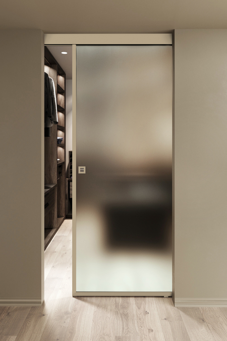 Ceiling mounted sliding door with soft closing mechanism Inne C1N New York