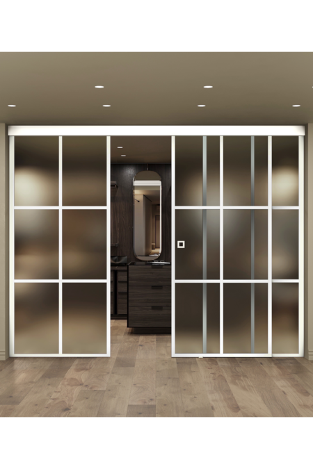 Sliding door with soft closing mechanism and 2 fixed walls Inne C3P Paris