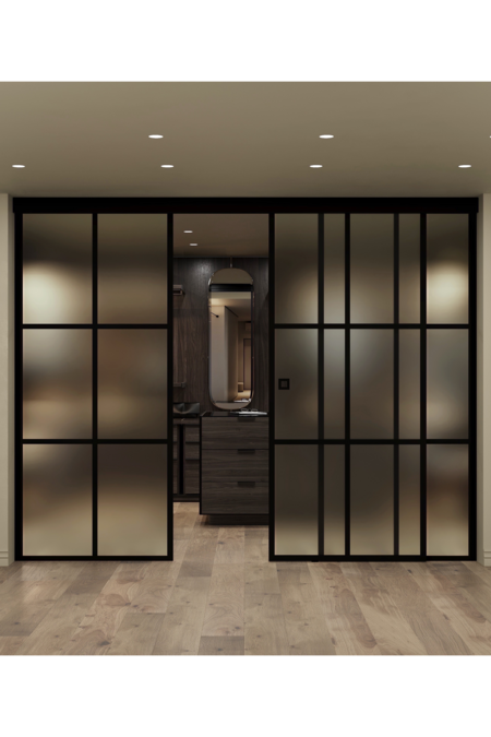 Liukuovi soft closing -mekanismilla ja kahdella kiinteällä seinällä Inne C3P Paris