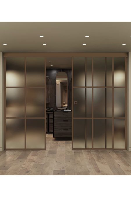 Parskjutdörr med softclose-mekanism och två fasta paneler Inne C3P Paris