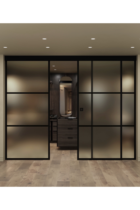 Sliding door with soft closing mechanism and 2 fixed walls Inne C3T Tokyo