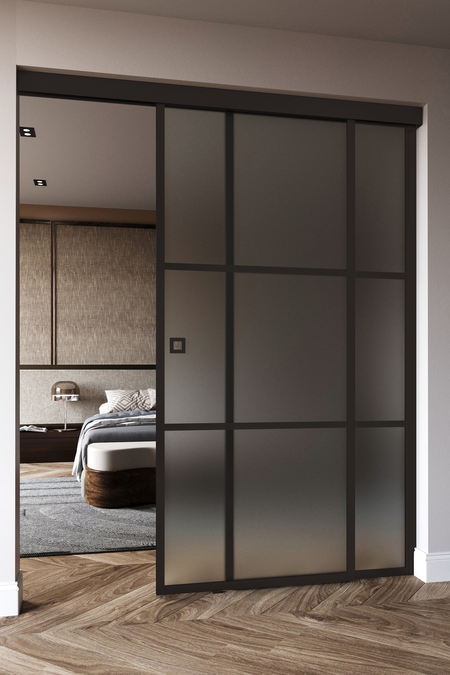 Sliding door with soft closing mechanism and fixed wall Inne C5T Tokyo